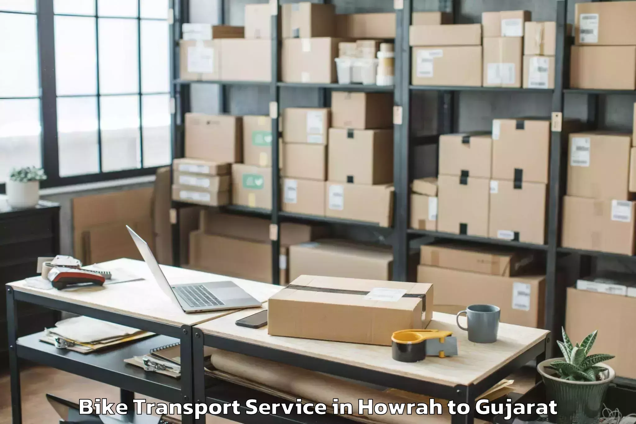 Professional Howrah to Waghodia Bike Transport